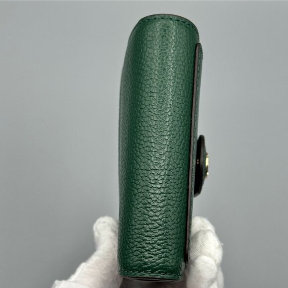 Michael Kors Charm Small Tab Compact Pocket Wallet Bosco Green Leather *READ* - Picture 5 of 16